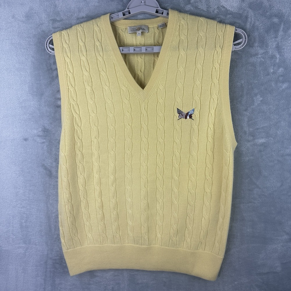 Vintage peter millar cashmere sweater Vest Mens Yellow Large